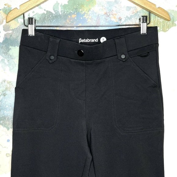 Betabrand Size Medium Long Pants Utility Skinny Leg Slate Gray Twill Pull On - Picture 2 of 7